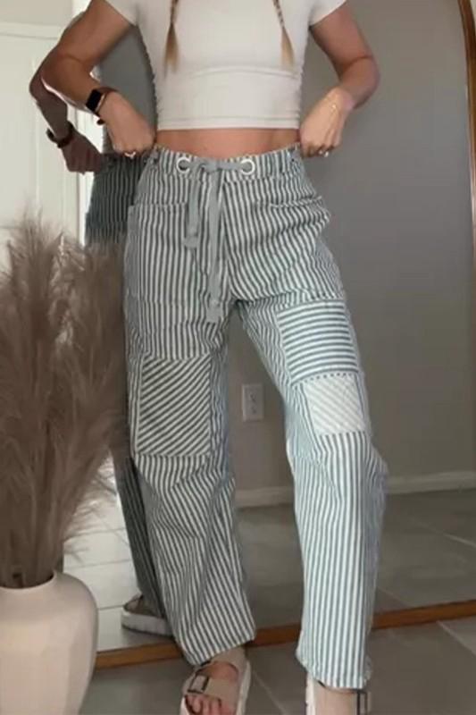 Striped wide leg pants