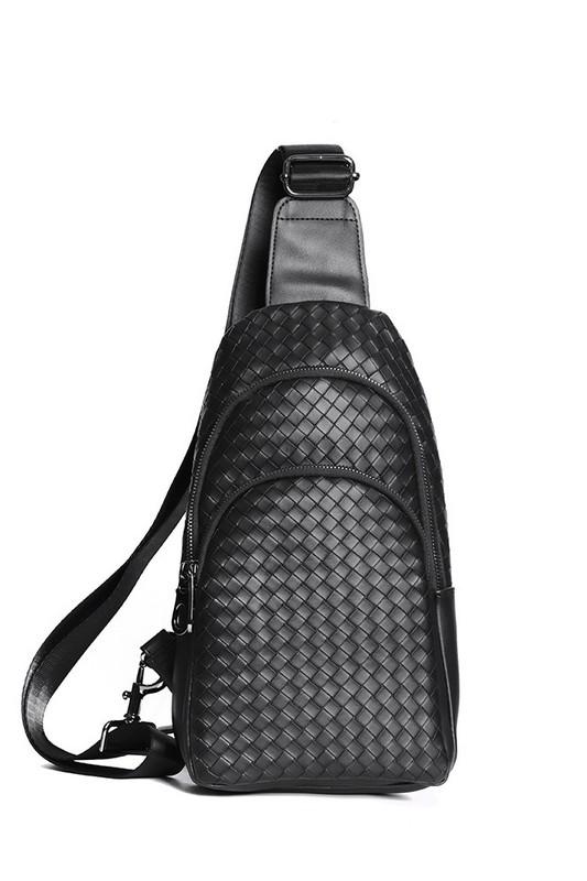 Black braided weave vegan crossbody bag