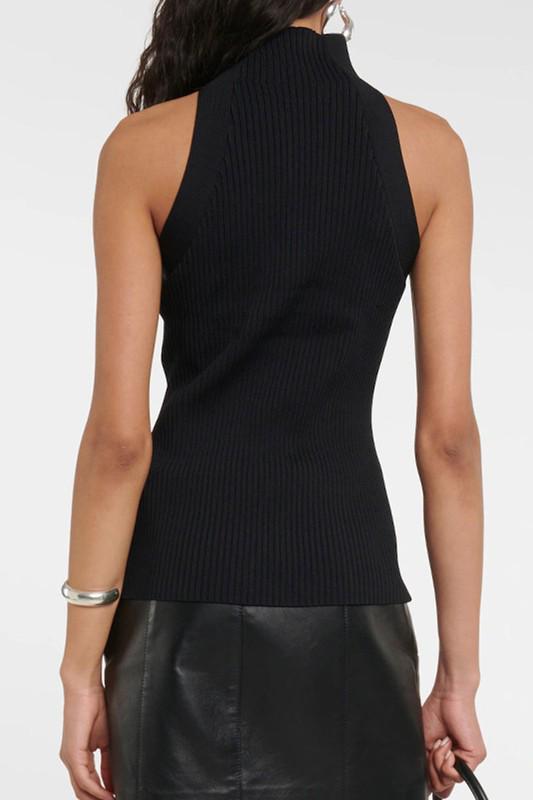 Black high neck cut out top