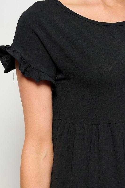 Black tiered short sleeve tunic midi dress (Available next week)