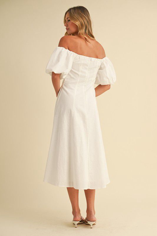 Off shoulder white midi dress (Preorder)