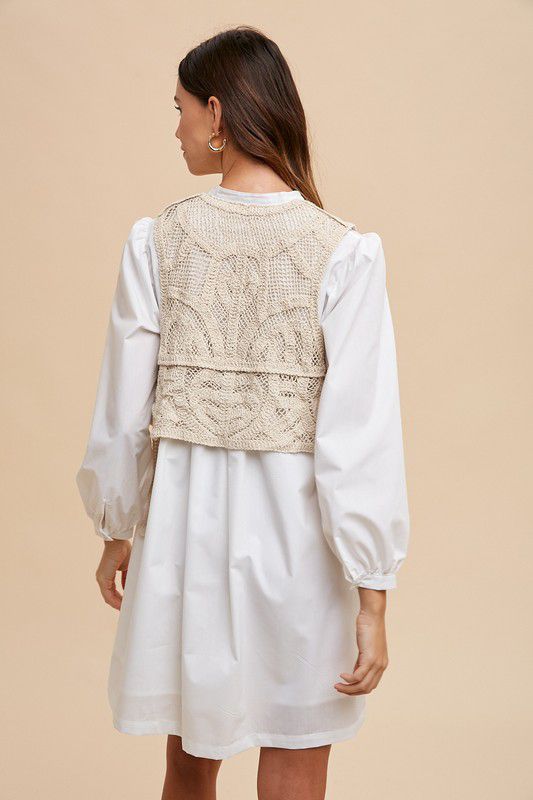 Crochet vest shirt dress