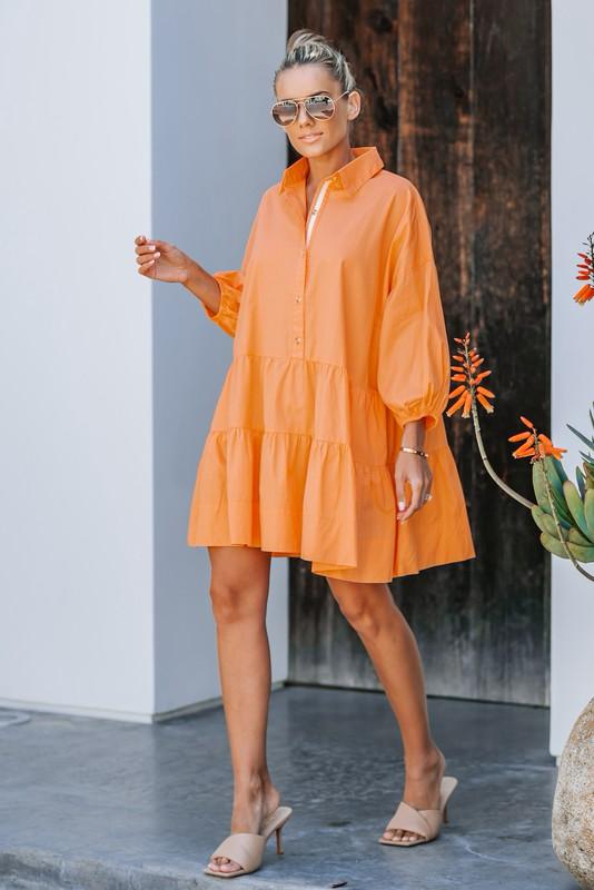 Puff sleeves oversized orange dress (available next week)