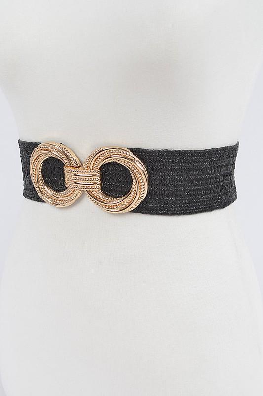 Metal buckle stretch straw belt