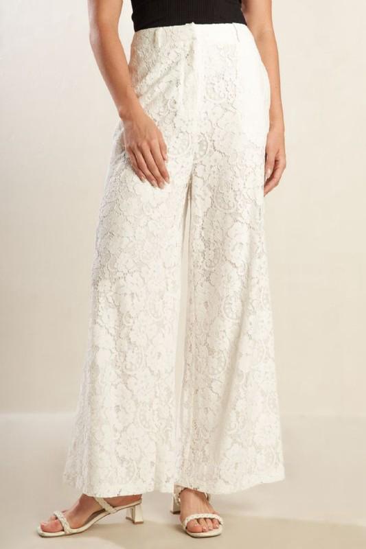 Lace Flower off white pant