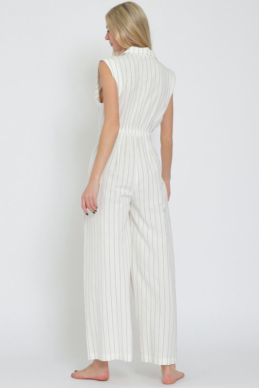 Ivory striped jumpsuit (Preorder)