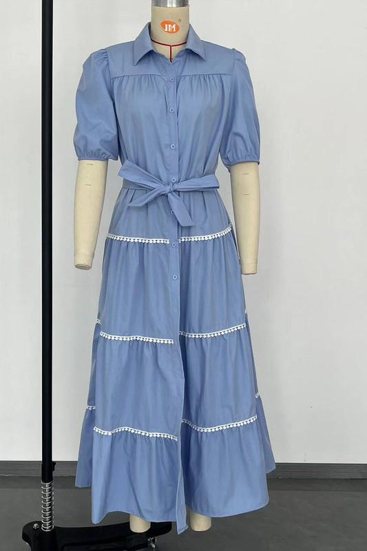 Sky blue tiered maxi dress