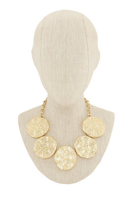 Round disk metal linked necklace