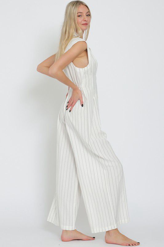 Ivory striped jumpsuit (Preorder)