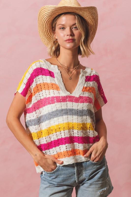 Multicolor striped lightweight sweater (Preorder)