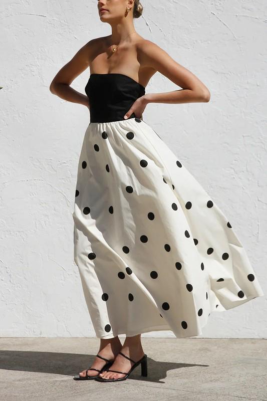 Black top polka dot skirt dress