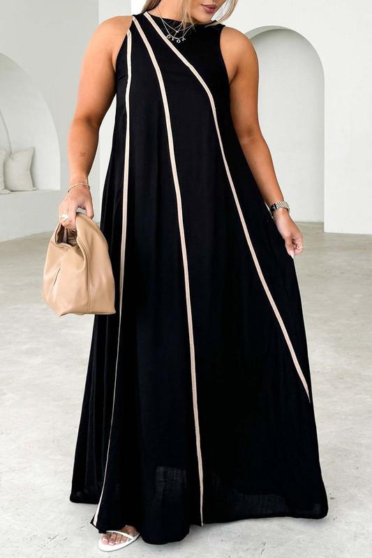 Sleeveless stripe black maxi dress (Preorder)