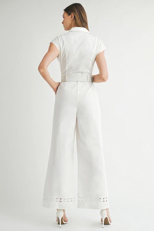 Embroidered detailed white jumpsuit (Preorder available in may)