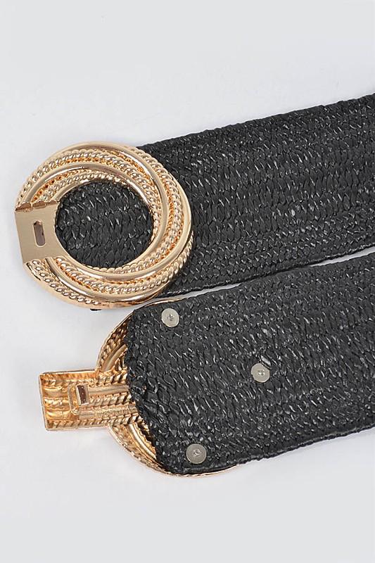 Metal buckle stretch straw belt