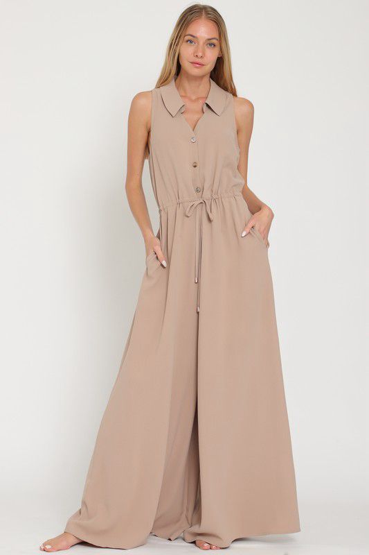 Mocha elegance wide leg  jumpsuit (Preorder)