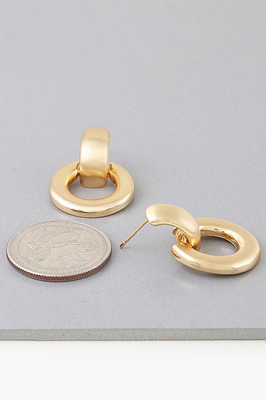 Polished ring drop earings