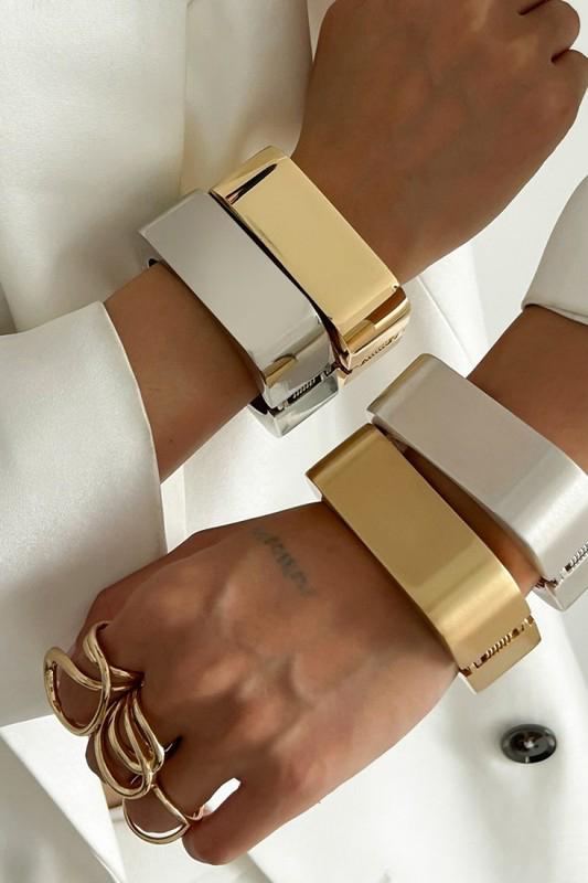 Bold silver geometric  hinged cuff bracelet