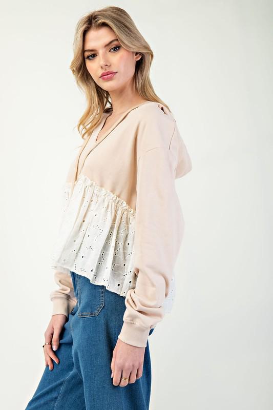 Lace long sleeve pullover top