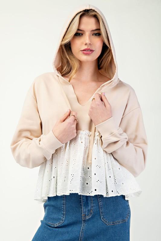 Lace long sleeve pullover top