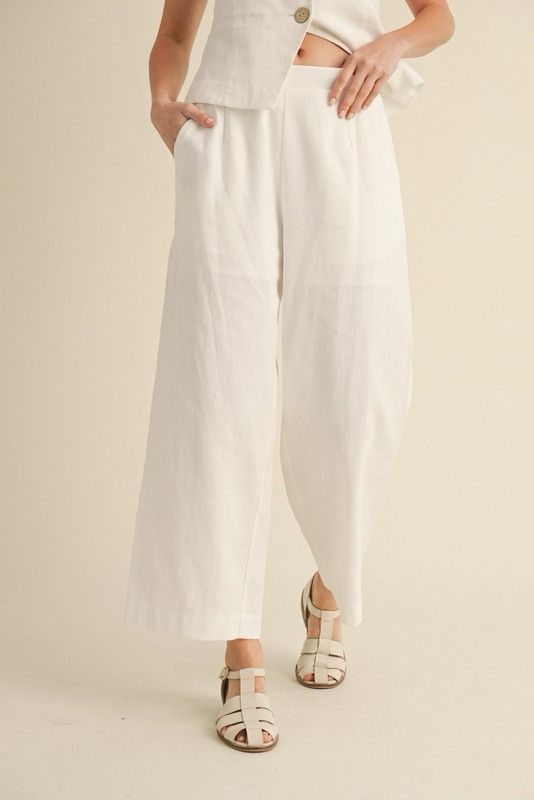 Ivory linen top & pants set (Preorder)