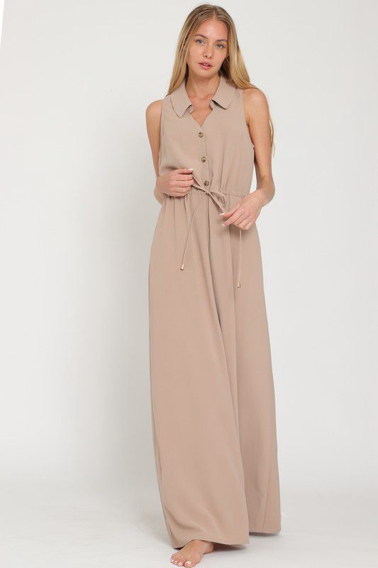 Mocha elegance wide leg  jumpsuit (Preorder)