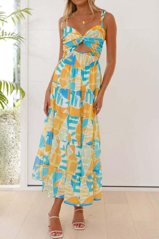 Abstract cutout maxi dress