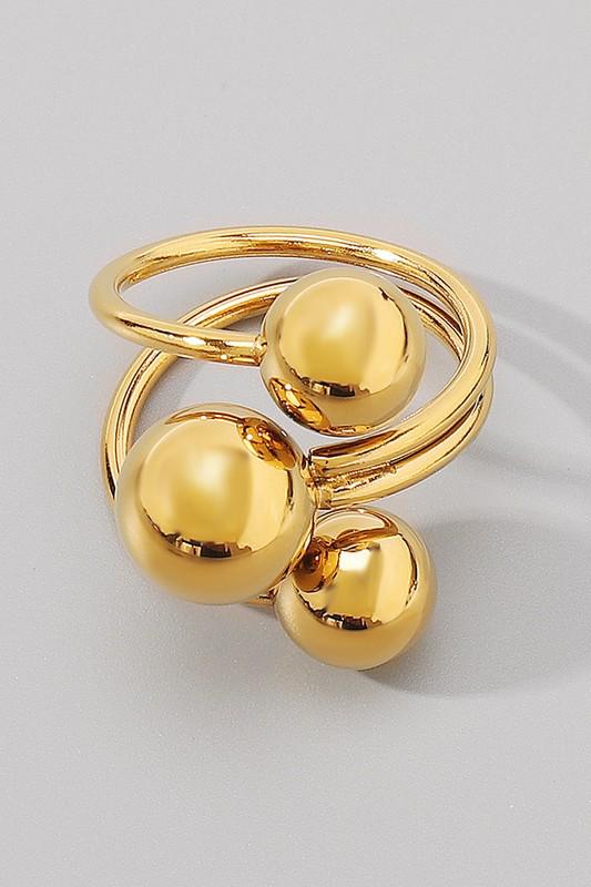 Stainless steel layered balls wrap rings