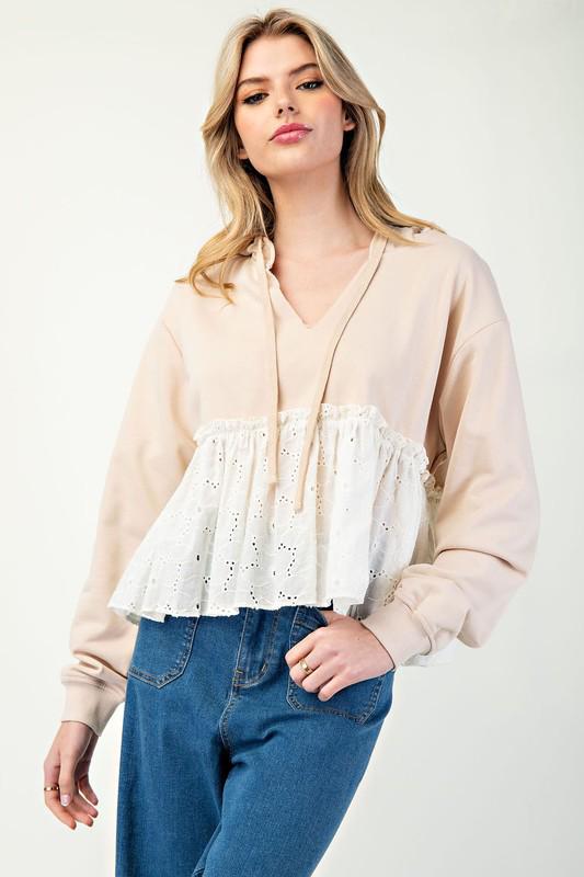 Lace long sleeve pullover top