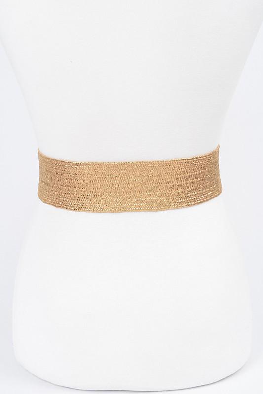 Gold straw rhinestone belt