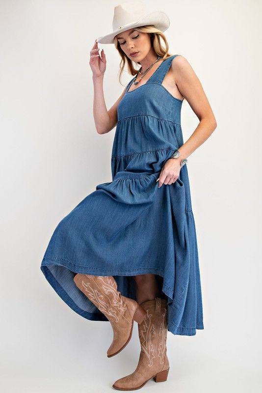 Washed denim maxi dress (Preorder)