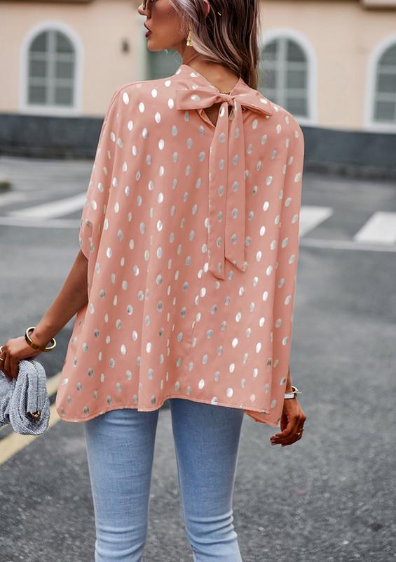 Mock neck 3/4 sleeves peach dots top