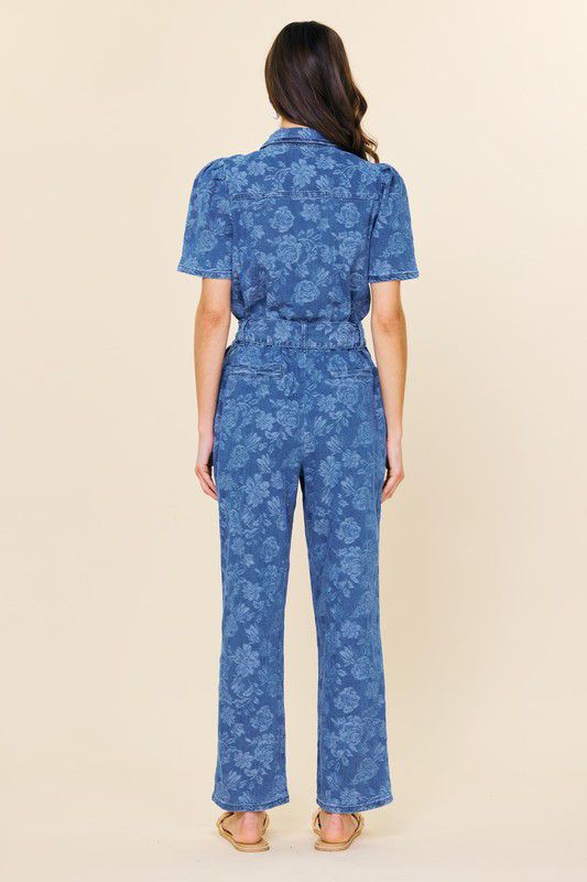 Denim jacquard jumpsuit (Preorder)