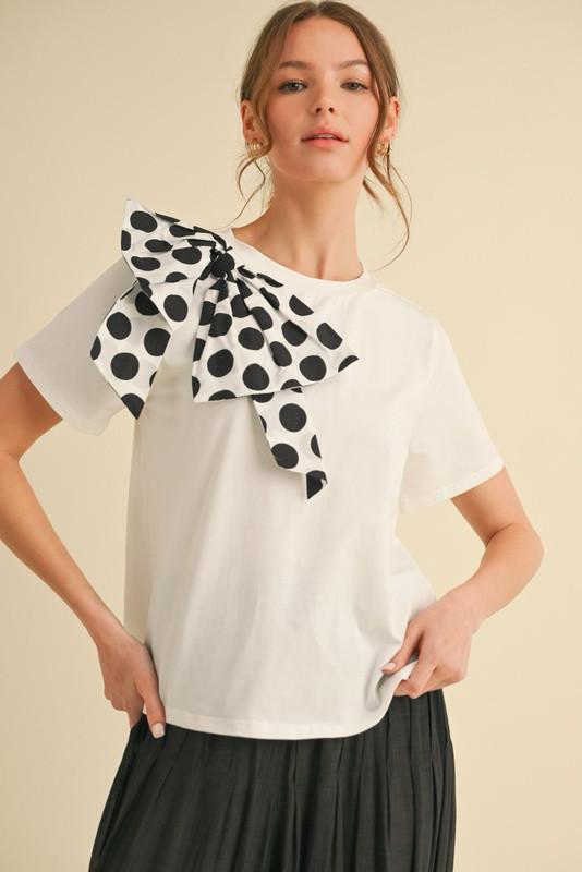 Statement bow polka dot top (Preorder)