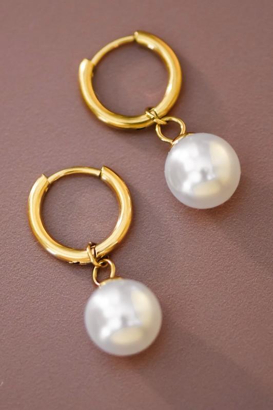 Classic Charm Pearl Hoops