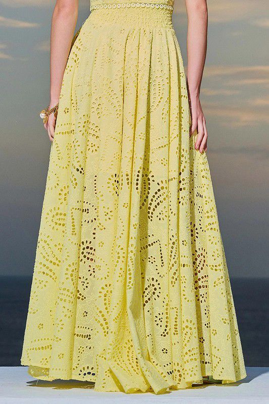 Yellow lace crop top & maxi skirt set