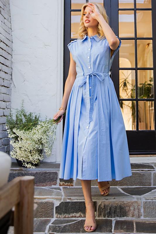 Blue midi shirt dress (Preorder)