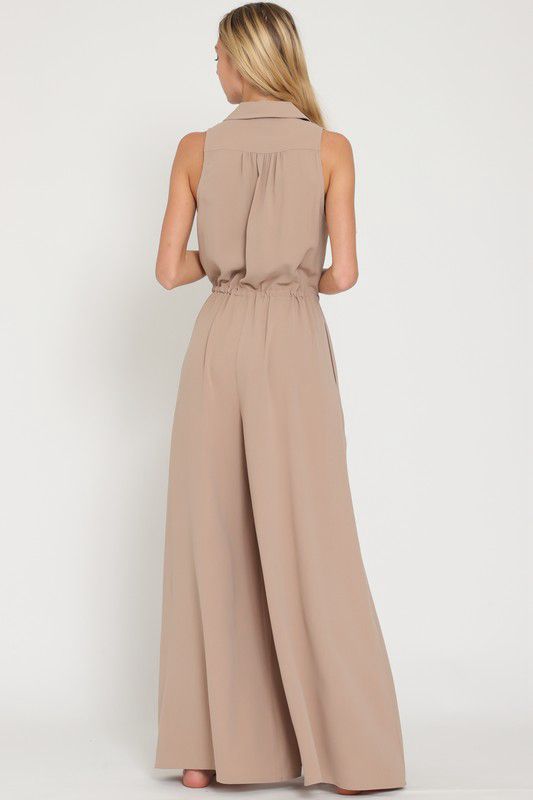 Mocha elegance wide leg  jumpsuit (Preorder)