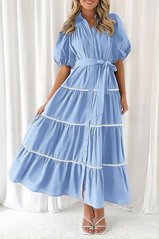 Sky blue tiered maxi dress