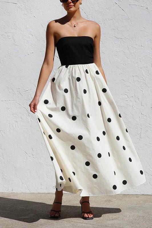 Black top polka dot skirt dress