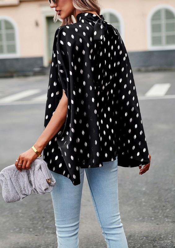 Mock neck 3/4 sleeves black dots top