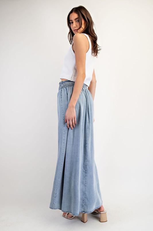 Denim front slit maxi skirt (Preorder)