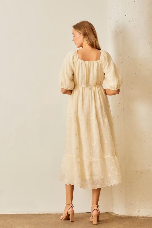 Victorian ivory embroidred dress