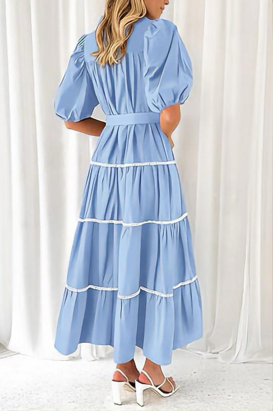 Sky blue tiered maxi dress