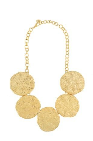 Round disk metal linked necklace