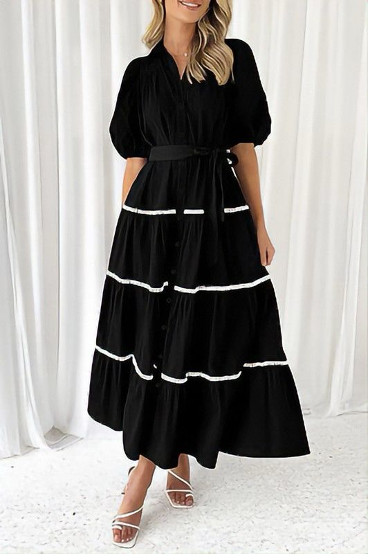 Black tiered maxi dress