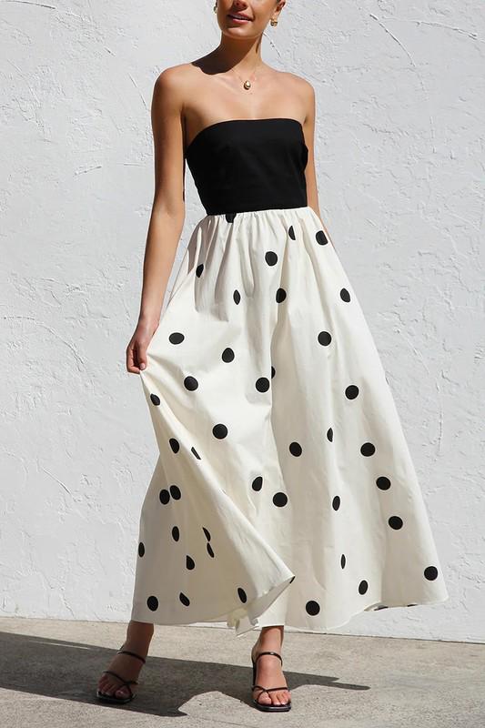 Black top polka dot skirt dress