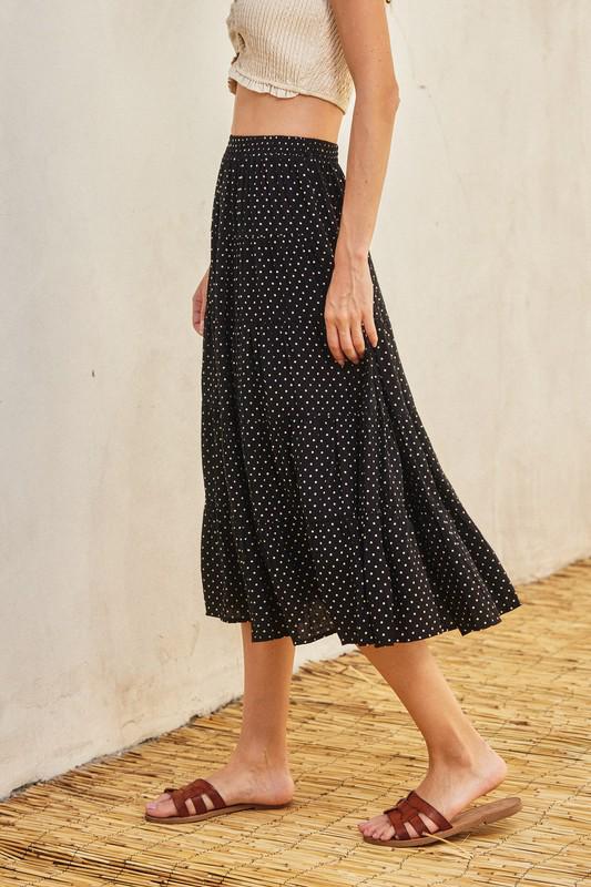 Black polka dot taupe skirt