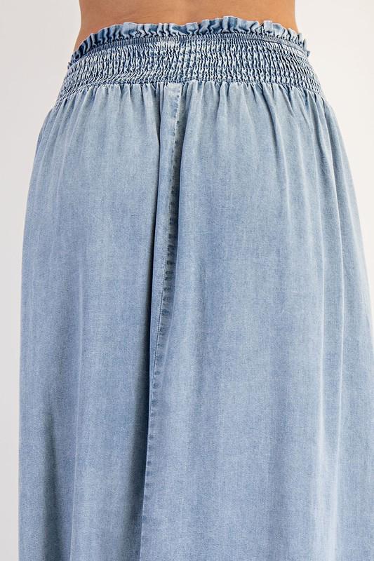 Denim front slit maxi skirt (Preorder)