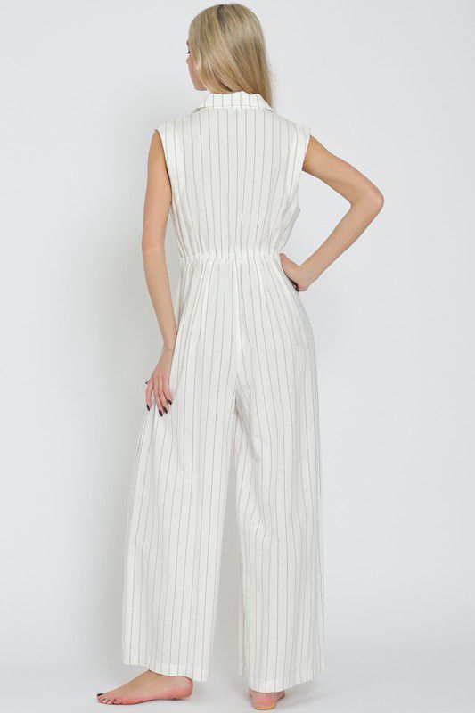 Ivory striped jumpsuit (Preorder)