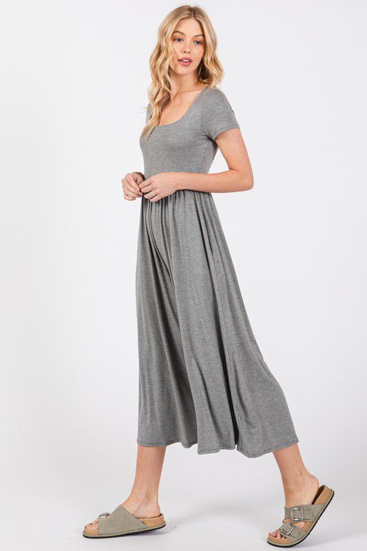 Short sleeve wide leg gray jumpsuit (Preorder)